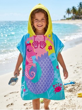Kids Mermaid Patterned Hoodie Towel